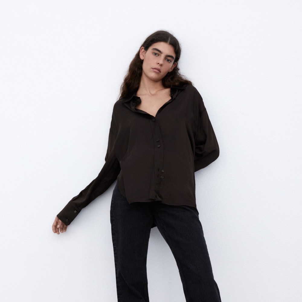 Zara OVERSIZED SATIN EFFECT SHIRT